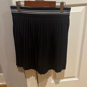 Lou & Grey Black Pleated Mini Skirt with Striped Waistband and attached shorts